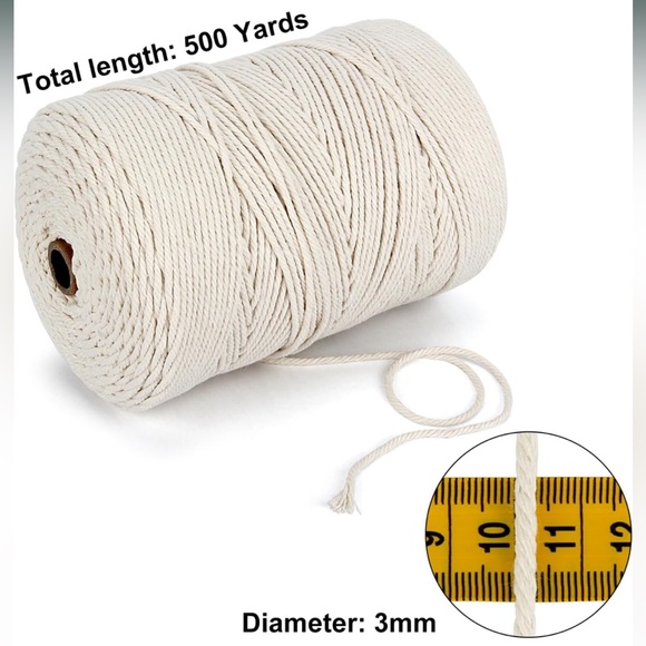 Blisstime Macrame Cord 3mm X 500 Yards Natural Cotton - Picture 4 of 5